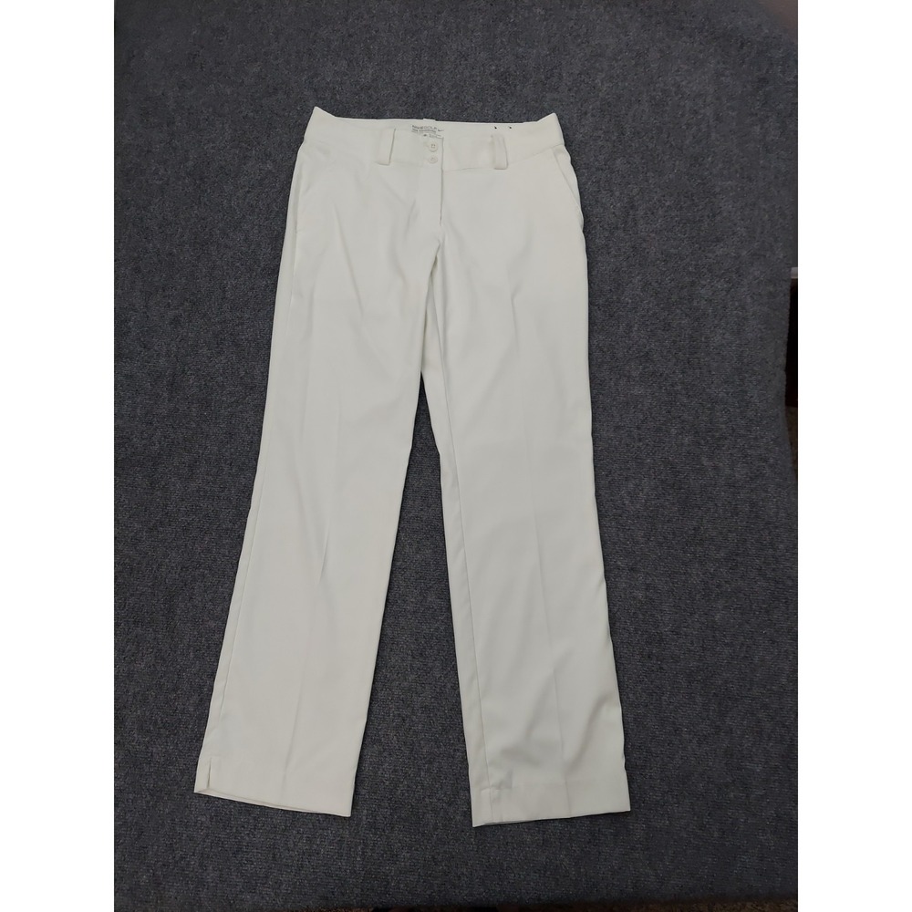 Nike Golf Pants Womens 12 White Dri Fit Tour Performance Flat Front Stretch